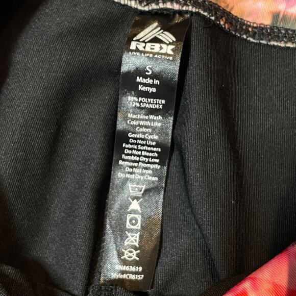 RBX Women's Floral & Geometric Print Leggings Small Black/Pink 88% Polyester 12% - Picture 5 of 6